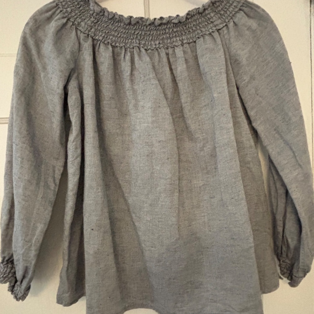 Rag & Bone Gray Linen Peasant Blouse.